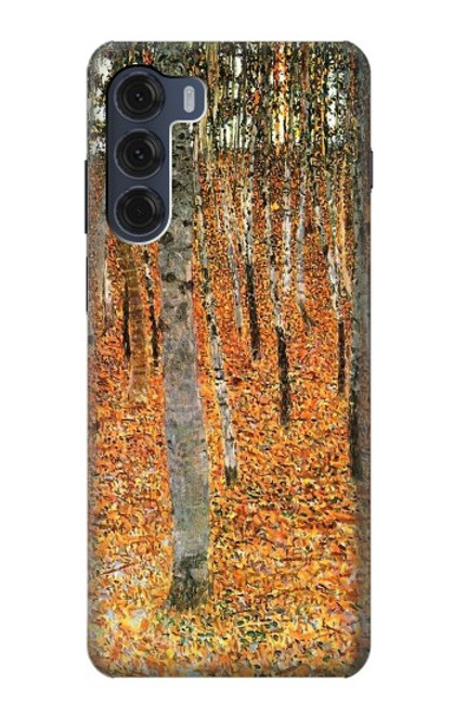 W3380 Gustav Klimt Birch Forest Hülle Schutzhülle Taschen und Leder Flip für Motorola Moto G200 5G