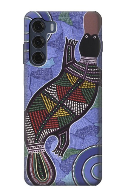 W3387 Platypus Australian Aboriginal Art Hülle Schutzhülle Taschen und Leder Flip für Motorola Moto G200 5G