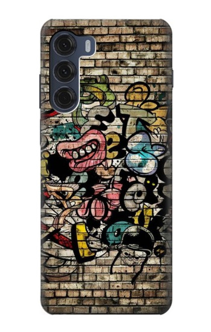 W3394 Graffiti Wall Hülle Schutzhülle Taschen und Leder Flip für Motorola Moto G200 5G