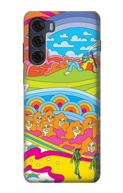 W3407 Hippie Art Hülle Schutzhülle Taschen und Leder Flip für Motorola Moto G200 5G