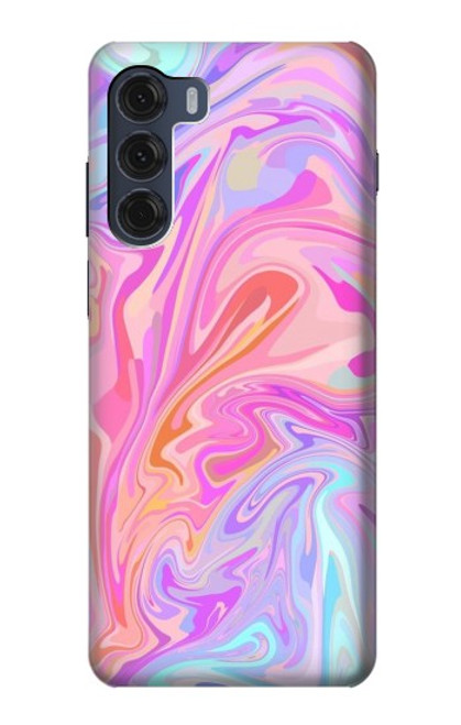 W3444 Digital Art Colorful Liquid Hülle Schutzhülle Taschen und Leder Flip für Motorola Moto G200 5G