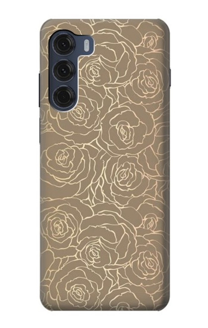 W3466 Gold Rose Pattern Hülle Schutzhülle Taschen und Leder Flip für Motorola Moto G200 5G