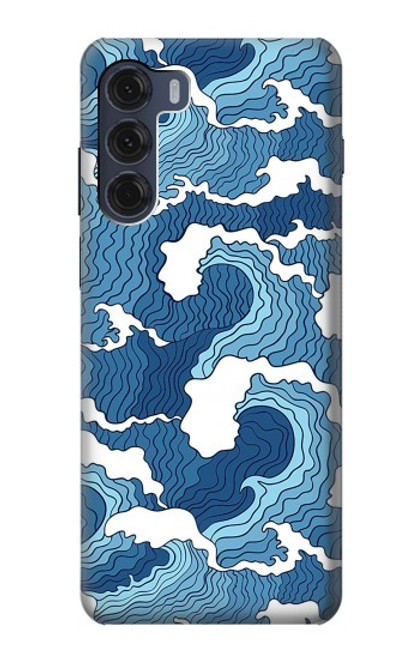 W3751 Wave Pattern Hülle Schutzhülle Taschen und Leder Flip für Motorola Moto G200 5G