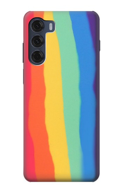 W3799 Cute Vertical Watercolor Rainbow Hülle Schutzhülle Taschen und Leder Flip für Motorola Moto G200 5G