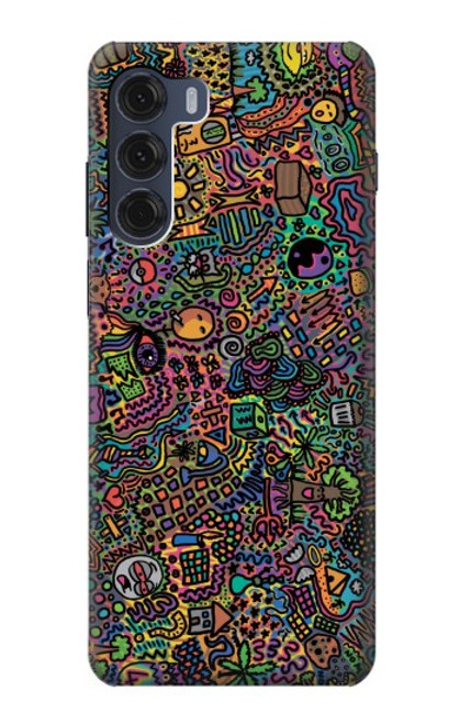 W3815 Psychedelic Art Hülle Schutzhülle Taschen und Leder Flip für Motorola Moto G200 5G