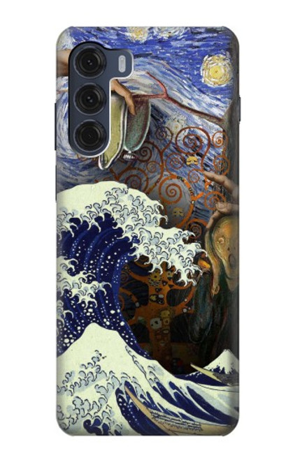 W3851 World of Art Van Gogh Hokusai Da Vinci Hülle Schutzhülle Taschen und Leder Flip für Motorola Moto G200 5G