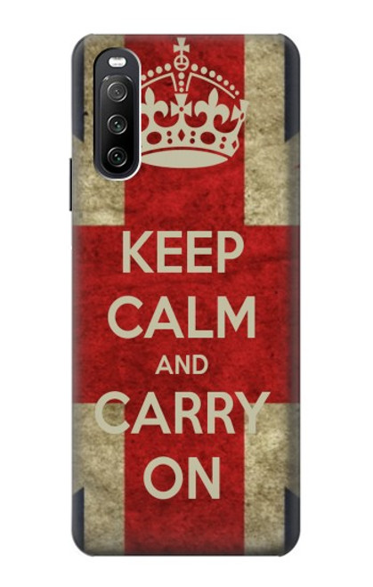 W0674 Keep Calm and Carry On Hülle Schutzhülle Taschen und Leder Flip für Sony Xperia 10 III Lite