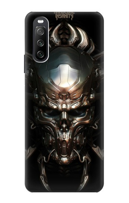 W1027 Hardcore Metal Skull Hülle Schutzhülle Taschen und Leder Flip für Sony Xperia 10 III Lite