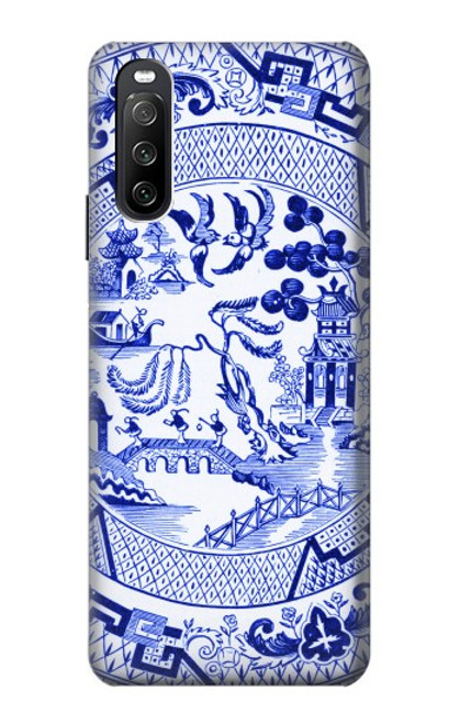 W2768 Willow Pattern Graphic Hülle Schutzhülle Taschen und Leder Flip für Sony Xperia 10 III Lite