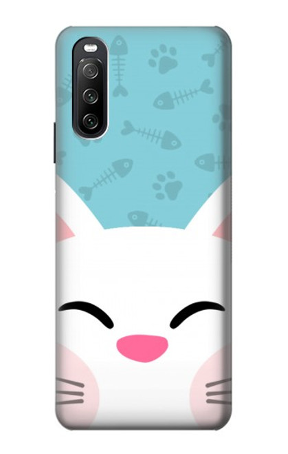 W3542 Cute Cat Cartoon Hülle Schutzhülle Taschen und Leder Flip für Sony Xperia 10 III Lite