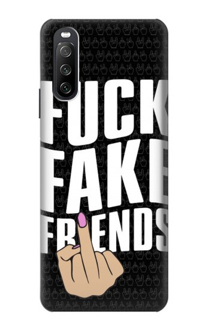 W3598 Middle Finger Fuck Fake Friend Hülle Schutzhülle Taschen und Leder Flip für Sony Xperia 10 III Lite