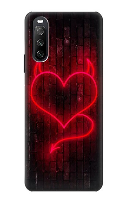 W3682 Devil Heart Hülle Schutzhülle Taschen und Leder Flip für Sony Xperia 10 III Lite