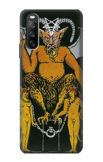 W3740 Tarot Card The Devil Hülle Schutzhülle Taschen und Leder Flip für Sony Xperia 10 III Lite