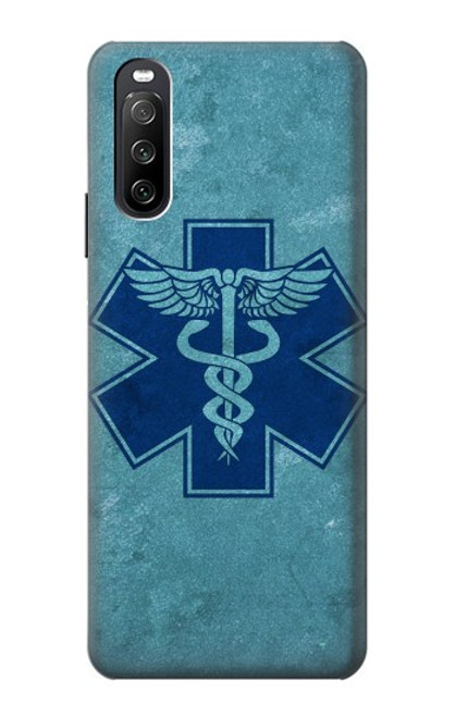 W3824 Caduceus Medical Symbol Hülle Schutzhülle Taschen und Leder Flip für Sony Xperia 10 III Lite
