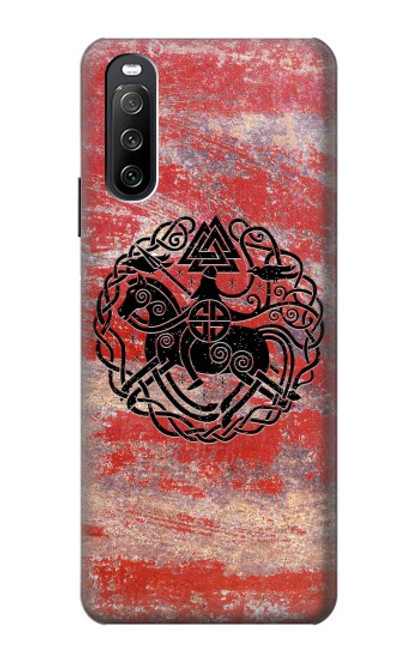 W3831 Viking Norse Ancient Symbol Hülle Schutzhülle Taschen und Leder Flip für Sony Xperia 10 III Lite