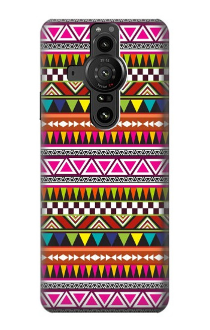 W2292 Aztec Tribal Pattern Hülle Schutzhülle Taschen und Leder Flip für Sony Xperia Pro-I
