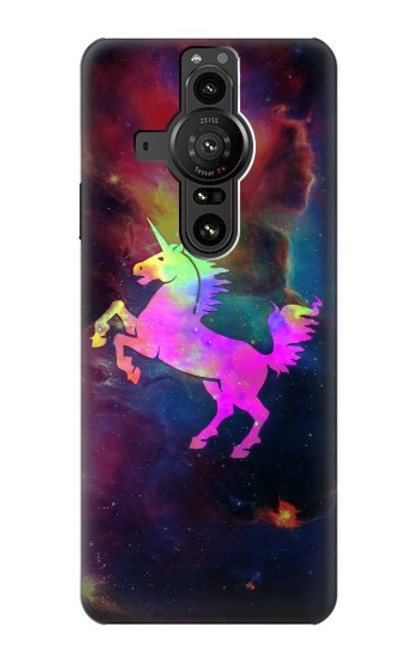 W2486 Rainbow Unicorn Nebula Space Hülle Schutzhülle Taschen und Leder Flip für Sony Xperia Pro-I