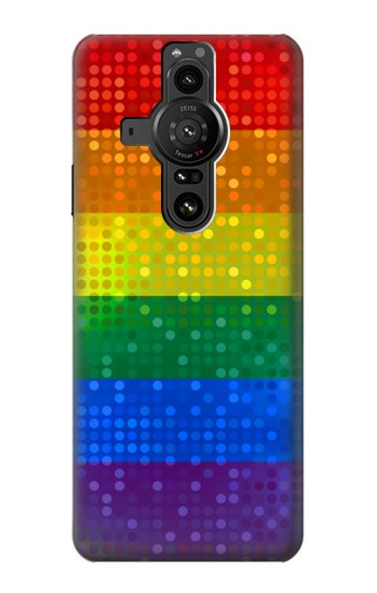 W2683 Rainbow LGBT Pride Flag Hülle Schutzhülle Taschen und Leder Flip für Sony Xperia Pro-I