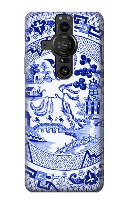 W2768 Willow Pattern Graphic Hülle Schutzhülle Taschen und Leder Flip für Sony Xperia Pro-I