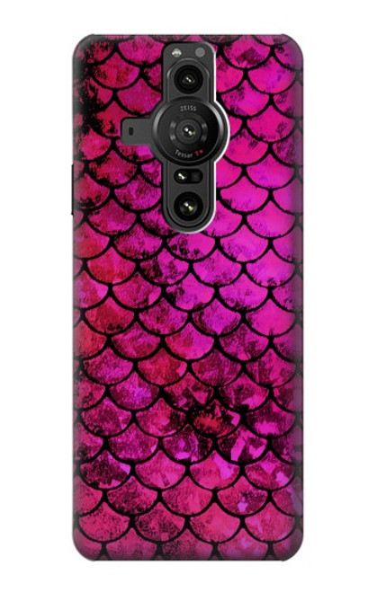 W3051 Pink Mermaid Fish Scale Hülle Schutzhülle Taschen und Leder Flip für Sony Xperia Pro-I