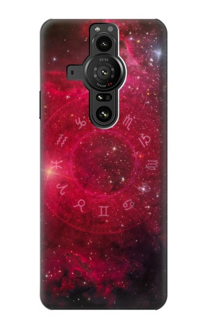 W3368 Zodiac Red Galaxy Hülle Schutzhülle Taschen und Leder Flip für Sony Xperia Pro-I