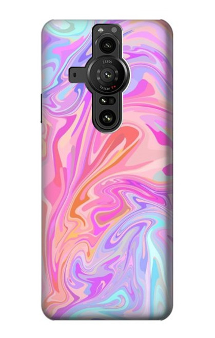 W3444 Digital Art Colorful Liquid Hülle Schutzhülle Taschen und Leder Flip für Sony Xperia Pro-I