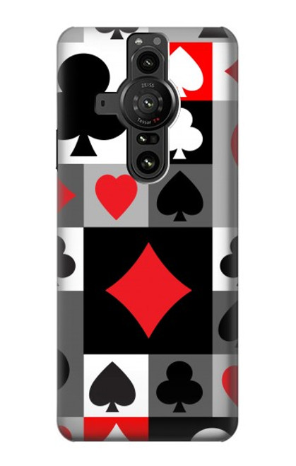 W3463 Poker Card Suit Hülle Schutzhülle Taschen und Leder Flip für Sony Xperia Pro-I