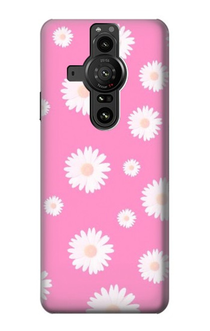 W3500 Pink Floral Pattern Hülle Schutzhülle Taschen und Leder Flip für Sony Xperia Pro-I