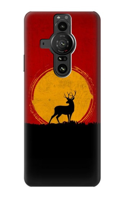W3513 Deer Sunset Hülle Schutzhülle Taschen und Leder Flip für Sony Xperia Pro-I