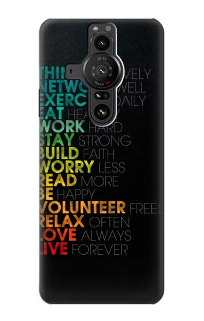 W3523 Think Positive Words Quotes Hülle Schutzhülle Taschen und Leder Flip für Sony Xperia Pro-I