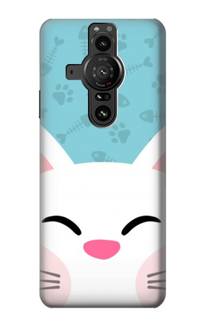 W3542 Cute Cat Cartoon Hülle Schutzhülle Taschen und Leder Flip für Sony Xperia Pro-I