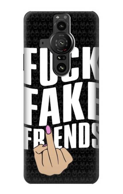 W3598 Middle Finger Fuck Fake Friend Hülle Schutzhülle Taschen und Leder Flip für Sony Xperia Pro-I