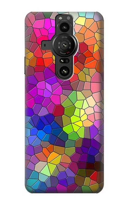 W3677 Colorful Brick Mosaics Hülle Schutzhülle Taschen und Leder Flip für Sony Xperia Pro-I