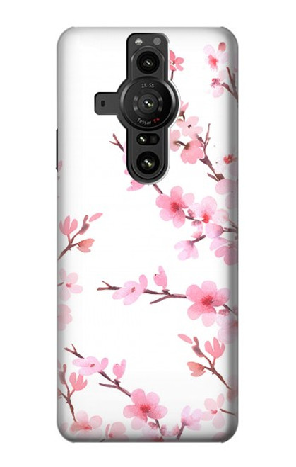 W3707 Pink Cherry Blossom Spring Flower Hülle Schutzhülle Taschen und Leder Flip für Sony Xperia Pro-I