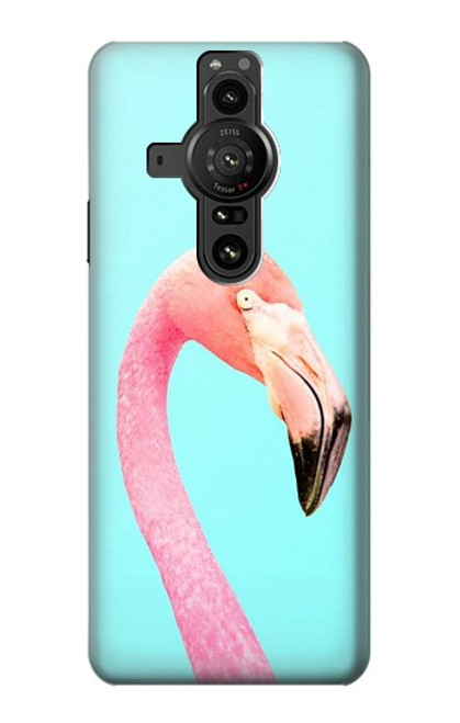 W3708 Pink Flamingo Hülle Schutzhülle Taschen und Leder Flip für Sony Xperia Pro-I