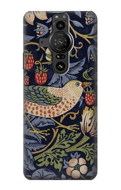 W3791 William Morris Strawberry Thief Fabric Hülle Schutzhülle Taschen und Leder Flip für Sony Xperia Pro-I