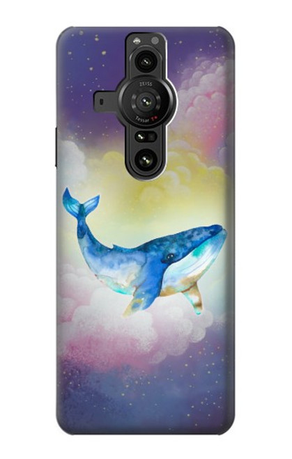 W3802 Dream Whale Pastel Fantasy Hülle Schutzhülle Taschen und Leder Flip für Sony Xperia Pro-I