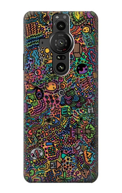 W3815 Psychedelic Art Hülle Schutzhülle Taschen und Leder Flip für Sony Xperia Pro-I