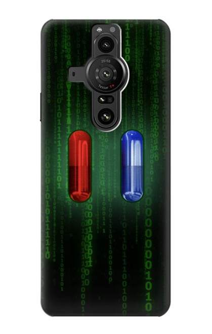 W3816 Red Pill Blue Pill Capsule Hülle Schutzhülle Taschen und Leder Flip für Sony Xperia Pro-I