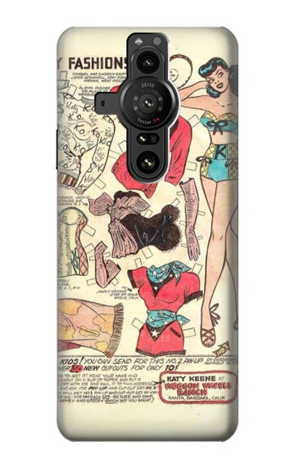 W3820 Vintage Cowgirl Fashion Paper Doll Hülle Schutzhülle Taschen und Leder Flip für Sony Xperia Pro-I