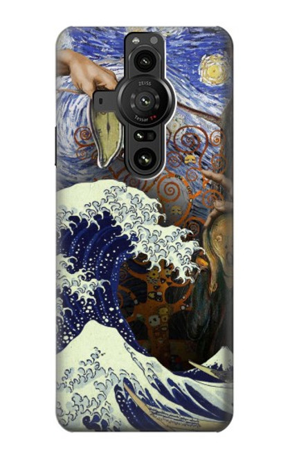 W3851 World of Art Van Gogh Hokusai Da Vinci Hülle Schutzhülle Taschen und Leder Flip für Sony Xperia Pro-I