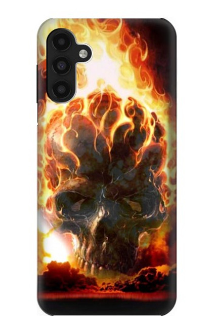 W0863 Hell Fire Skull Hülle Schutzhülle Taschen und Leder Flip für Samsung Galaxy A13 4G