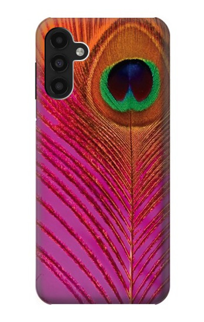 W3201 Pink Peacock Feather Hülle Schutzhülle Taschen und Leder Flip für Samsung Galaxy A13 4G