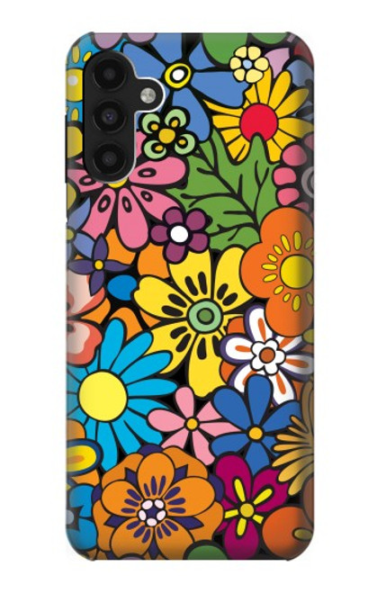 W3281 Colorful Hippie Flowers Pattern Hülle Schutzhülle Taschen und Leder Flip für Samsung Galaxy A13 4G