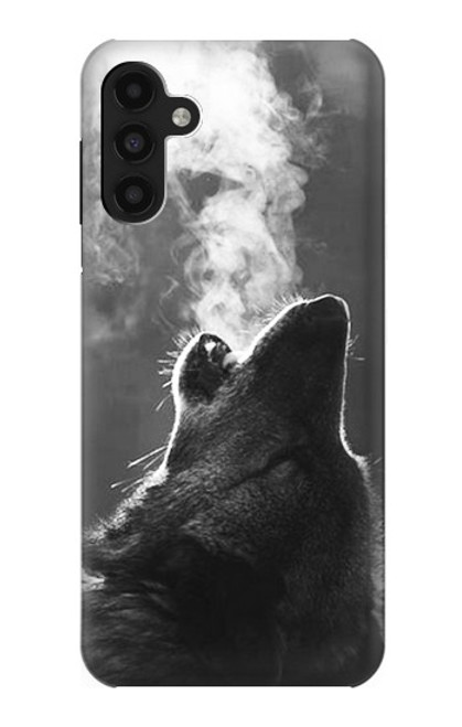 W3505 Wolf Howling Hülle Schutzhülle Taschen und Leder Flip für Samsung Galaxy A13 4G