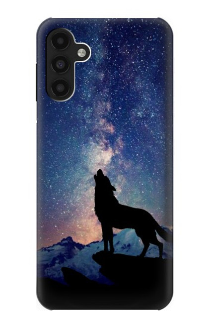 W3555 Wolf Howling Million Star Hülle Schutzhülle Taschen und Leder Flip für Samsung Galaxy A13 4G