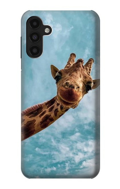 W3680 Cute Smile Giraffe Hülle Schutzhülle Taschen und Leder Flip für Samsung Galaxy A13 4G