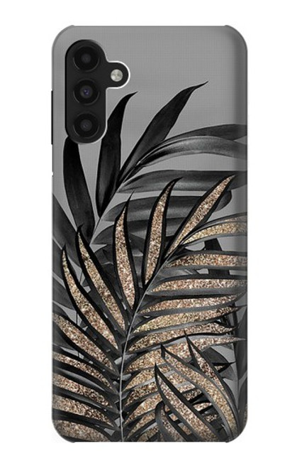 W3692 Gray Black Palm Leaves Hülle Schutzhülle Taschen und Leder Flip für Samsung Galaxy A13 4G