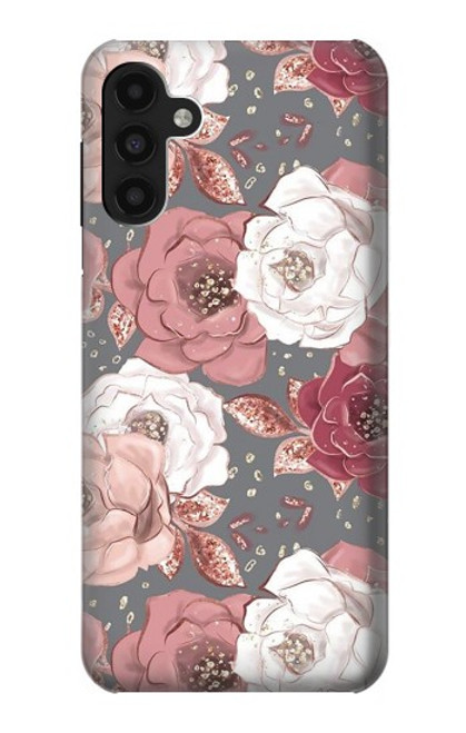 W3716 Rose Floral Pattern Hülle Schutzhülle Taschen und Leder Flip für Samsung Galaxy A13 4G