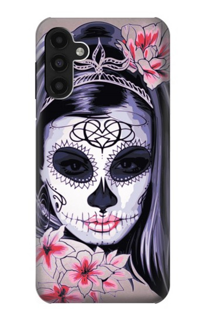 W3821 Sugar Skull Steam Punk Girl Gothic Hülle Schutzhülle Taschen und Leder Flip für Samsung Galaxy A13 4G